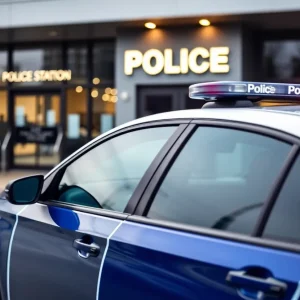 Shreveport Police car in front of a station