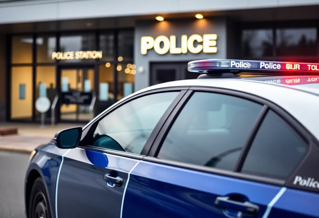 Shreveport Police car in front of a station