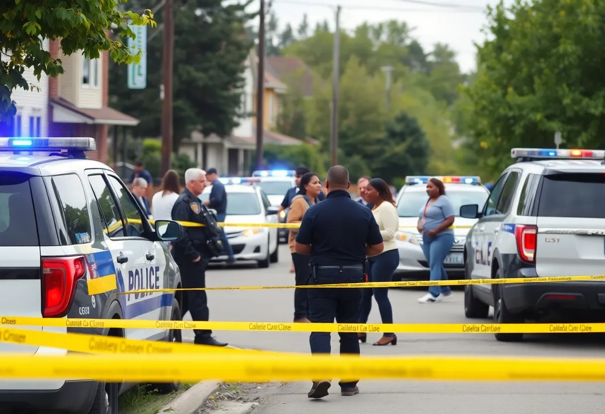 Police investigation scene in Shreveport neighborhood