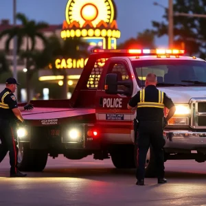 Shreveport police officers handling a tow situation