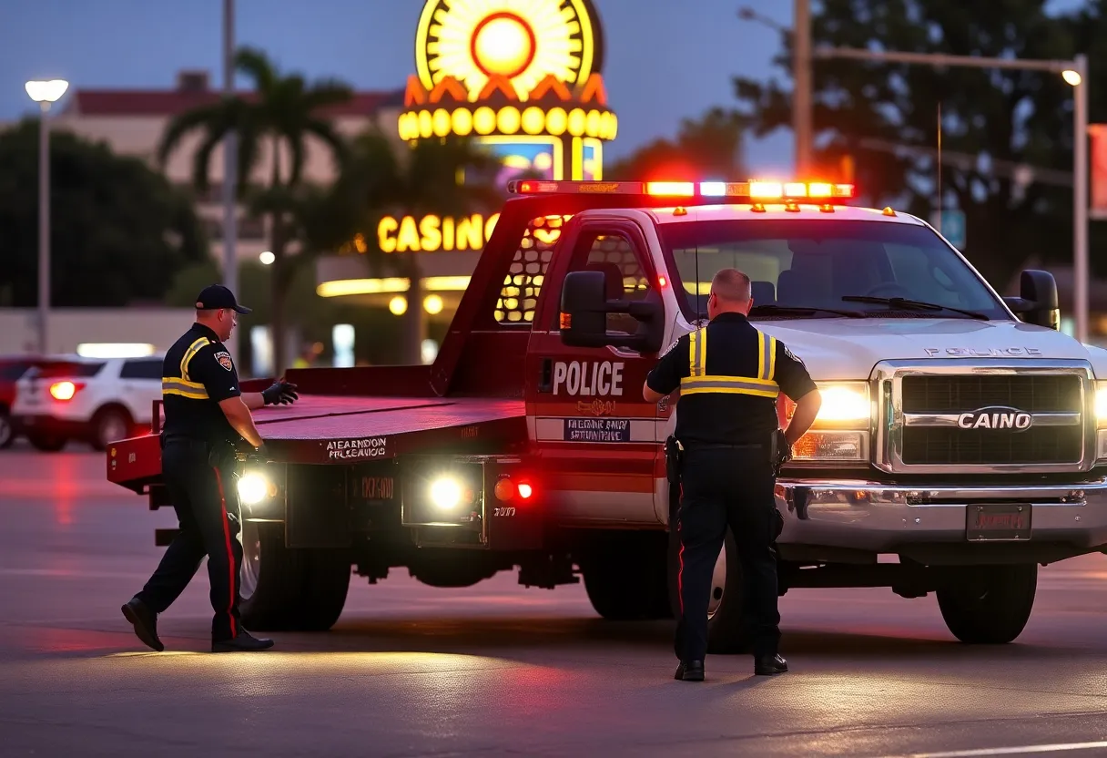 Shreveport police officers handling a tow situation
