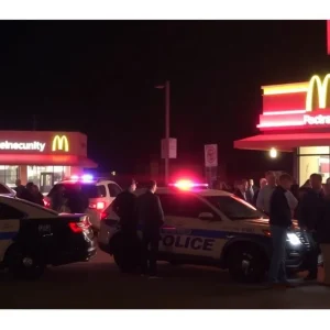Emergency response at a fast food restaurant in Shreveport after a shooting incident.
