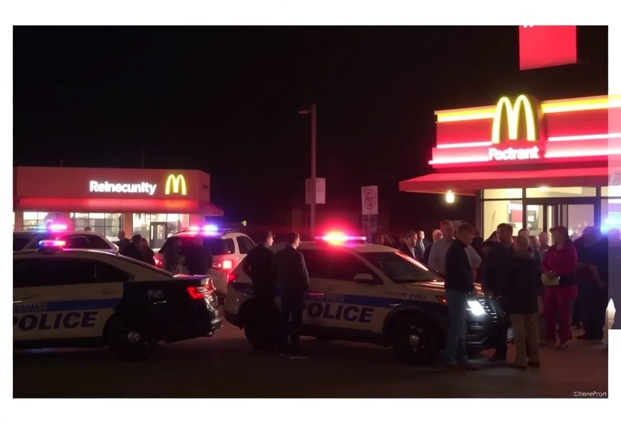Emergency response at a fast food restaurant in Shreveport after a shooting incident.