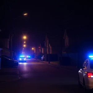 Police officers investigating a shooting scene in Shreveport