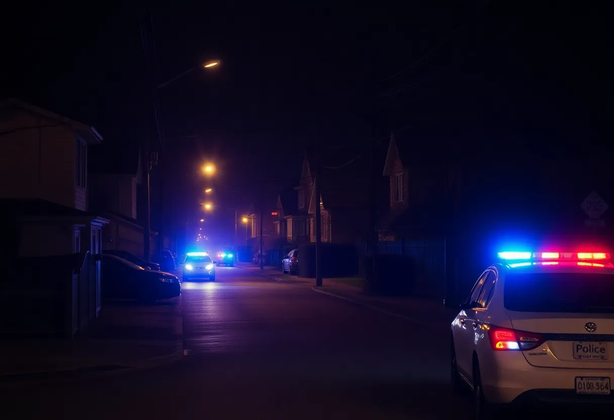 Police officers investigating a shooting scene in Shreveport