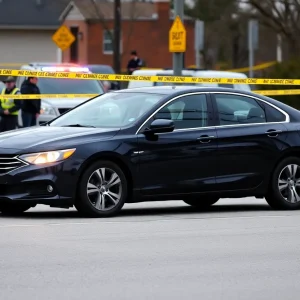 Crime scene on Peach Street with police presence