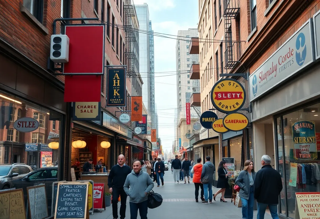 Small business district in Shreveport with various shops
