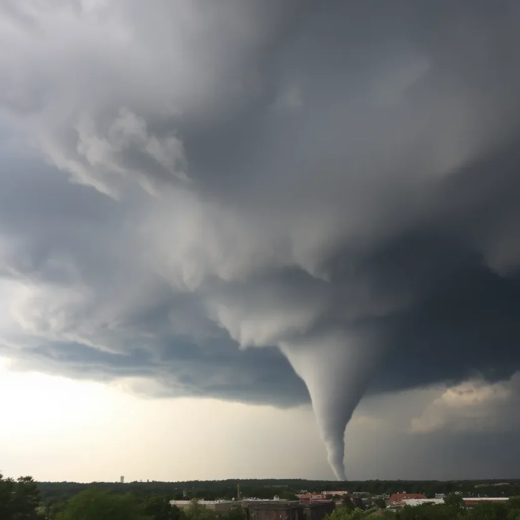 Tornado forming over Shreveport, Louisiana