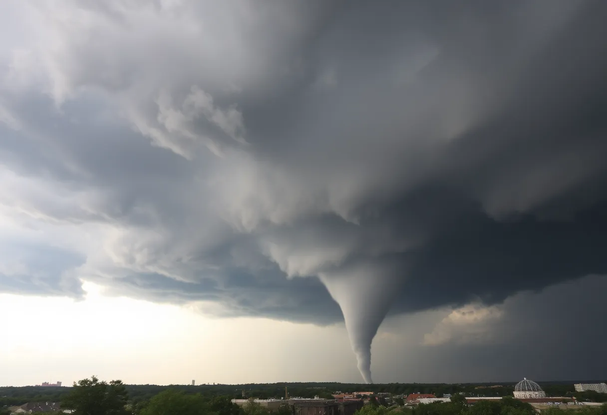 Tornado forming over Shreveport, Louisiana