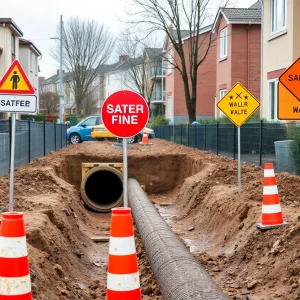 Repair work on a damaged water main line in Shreveport
