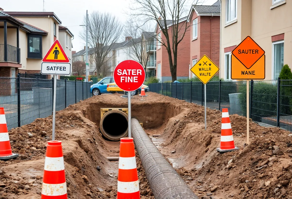 Repair work on a damaged water main line in Shreveport