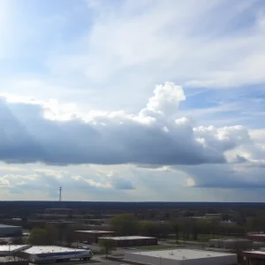 Scenic view of Shreveport, Louisiana with changing weather from cloudy to sunny.