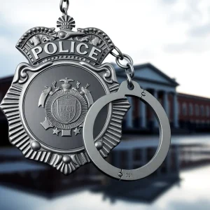 Shreveport Police badge and handcuffs