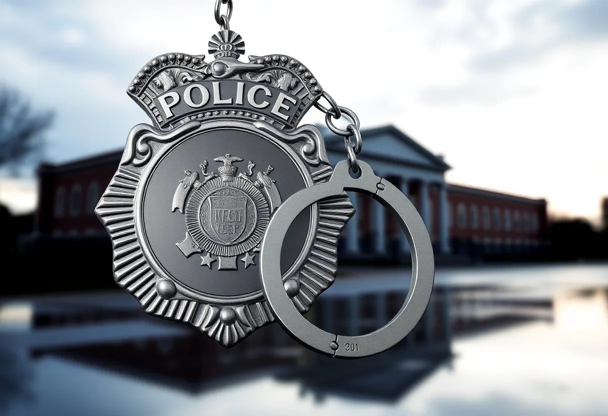 Shreveport Police badge and handcuffs