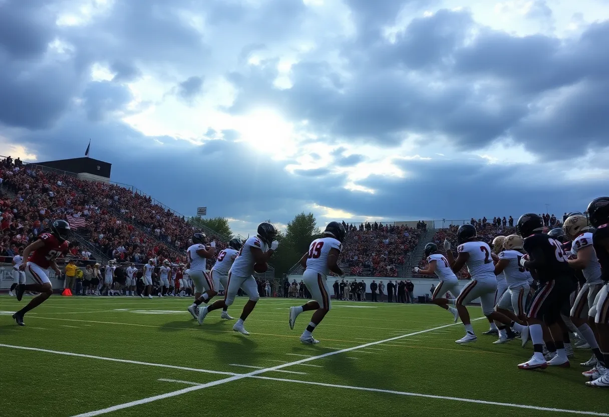 Southwood Cowboys playing in a football game at Lee Hedges Stadium
