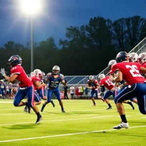 Southwood High School football players in action during a game.