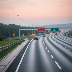 Highway scene representing road safety