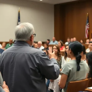 Community members honoring Coach Terence Winn during city council meeting