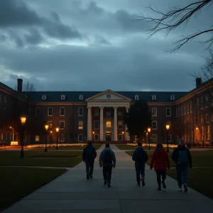 Students walking on a university campus amidst discussions on hazing law