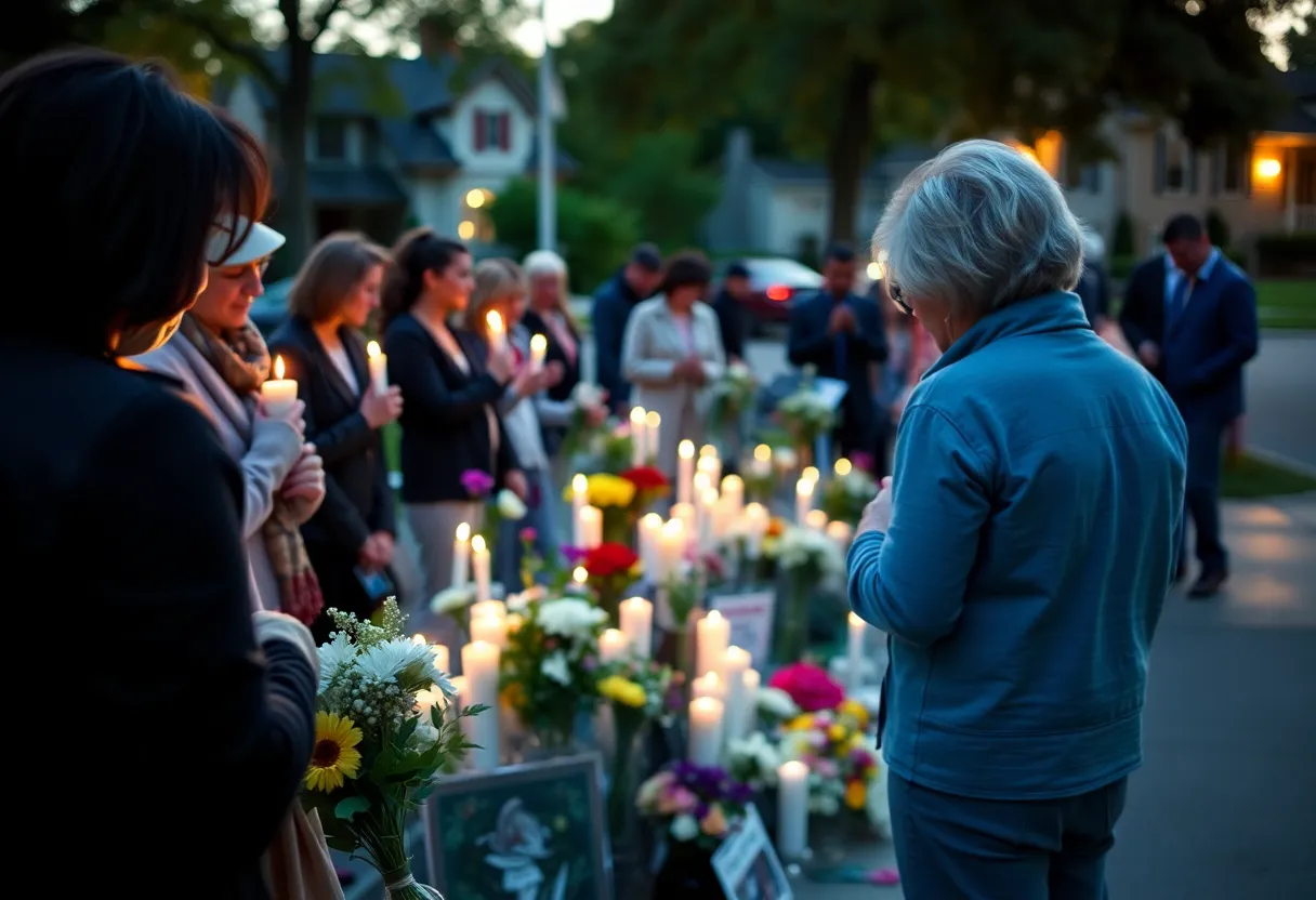 Vigil for victim of Shreveport shooting with candles and flowers