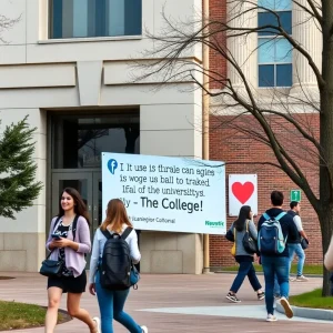 Students on LSU campus observing humorous TikTok trends
