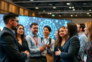 Participants discussing artificial intelligence at the AI in Business Conference