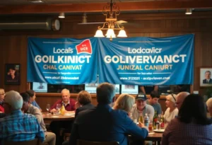Gathering at a restaurant for a political campaign announcement