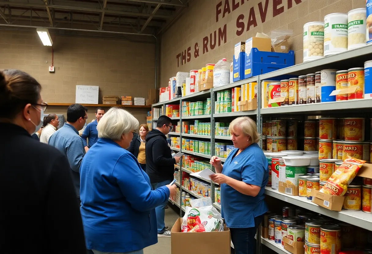 Community members volunteering at a food pantry in Shreveport
