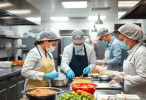 Health inspector checking food safety in a Shreveport restaurant