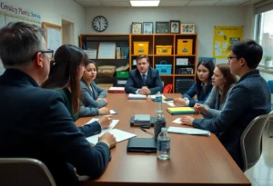 Huntington High School principal arrest meeting