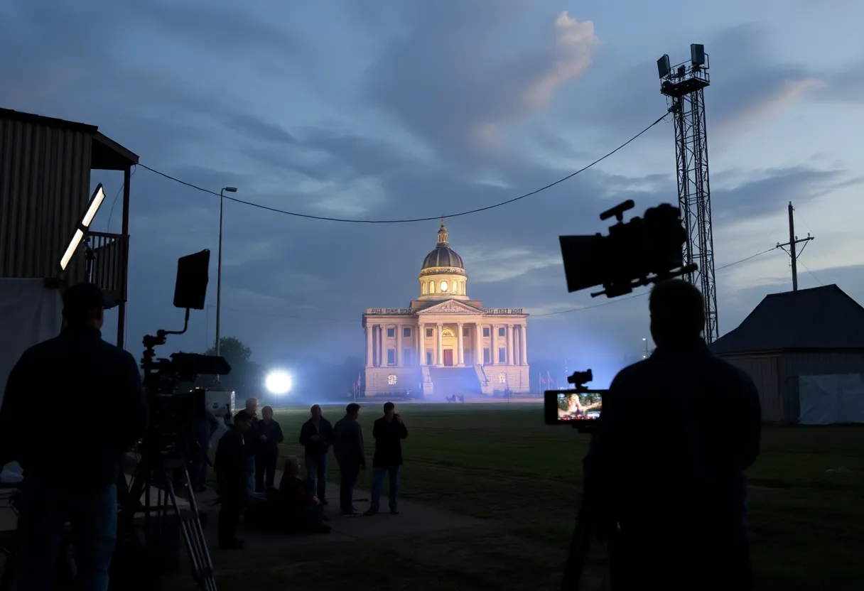 A scenic view of a Louisiana film set featuring diverse filming locations.