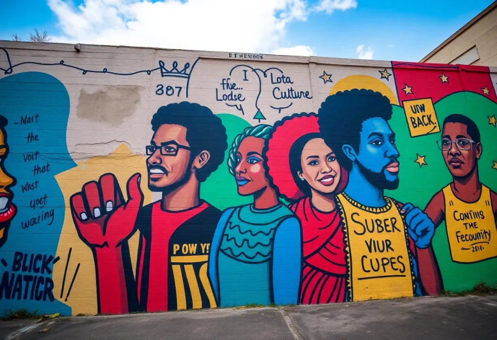 Vibrant mural about social awareness in Black culture