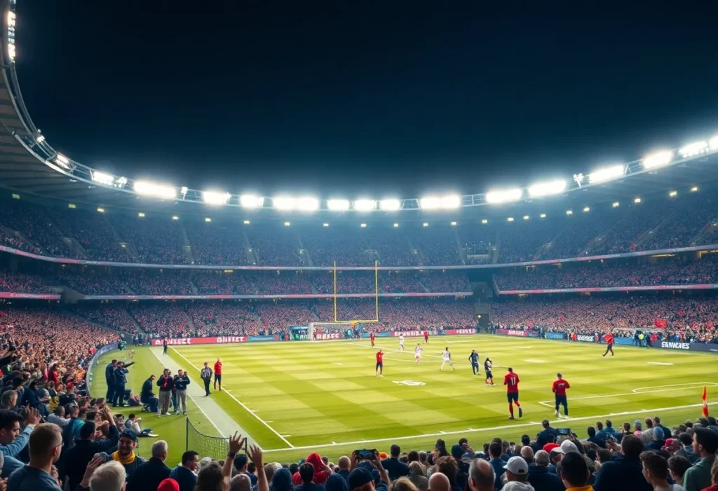 Northwood Falcons football players in action against the Southwood Cowboys.