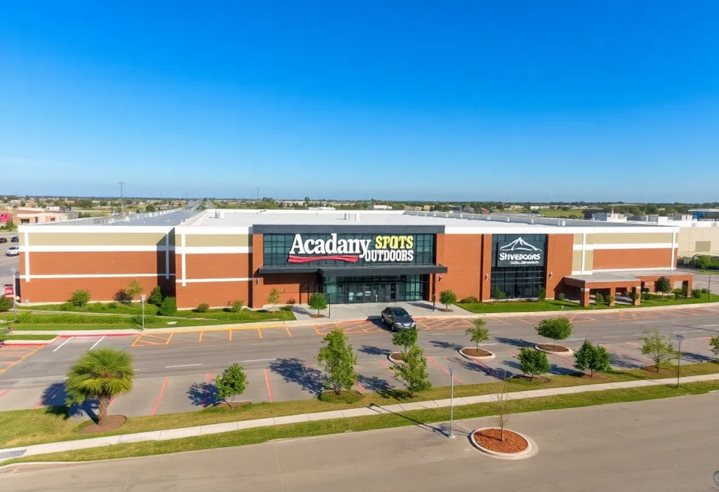 Aerial view of a retail property leased to Academy Sports + Outdoors in Shreveport