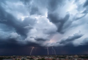 Dramatic storm clouds over Shreveport during severe weather