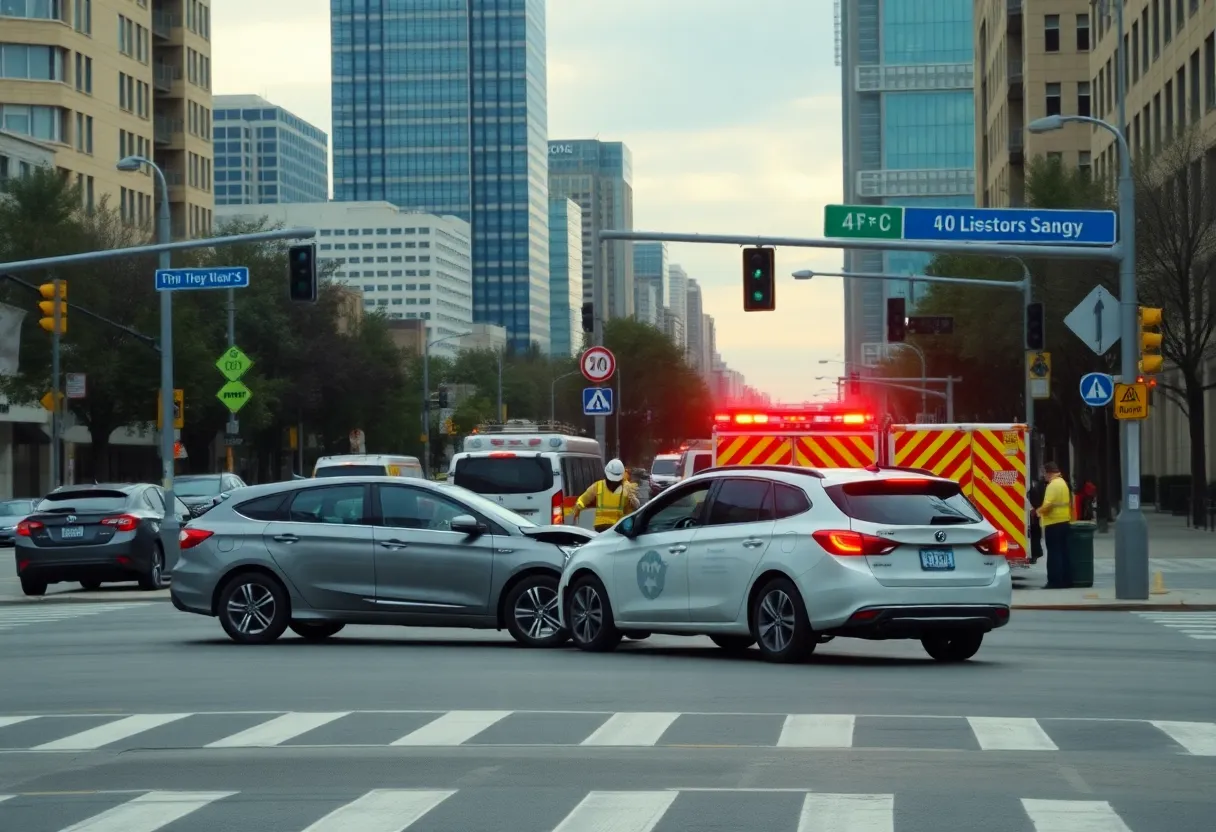 Emergency responders at a collision scene in Shreveport