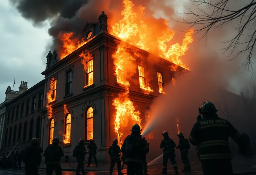 Firefighters battling flames at the Shreveport Country Club