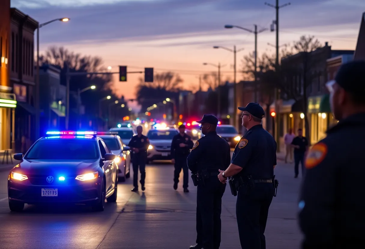 Police officers patrolling a neighborhood in Shreveport.