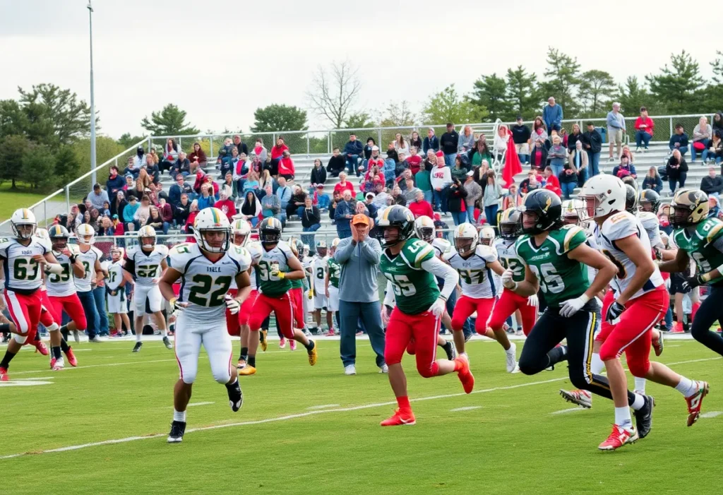High school football players in action during a game in Shreveport