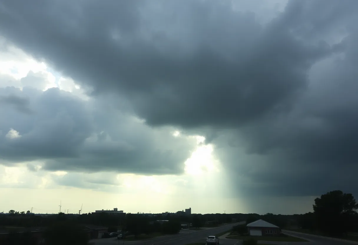 Cloudy skies over Shreveport, Louisiana