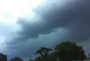 Dark stormy sky with heavy rain over Shreveport, Louisiana