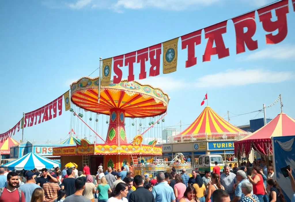 Visitors enjoying attractions at the State Fair of Louisiana