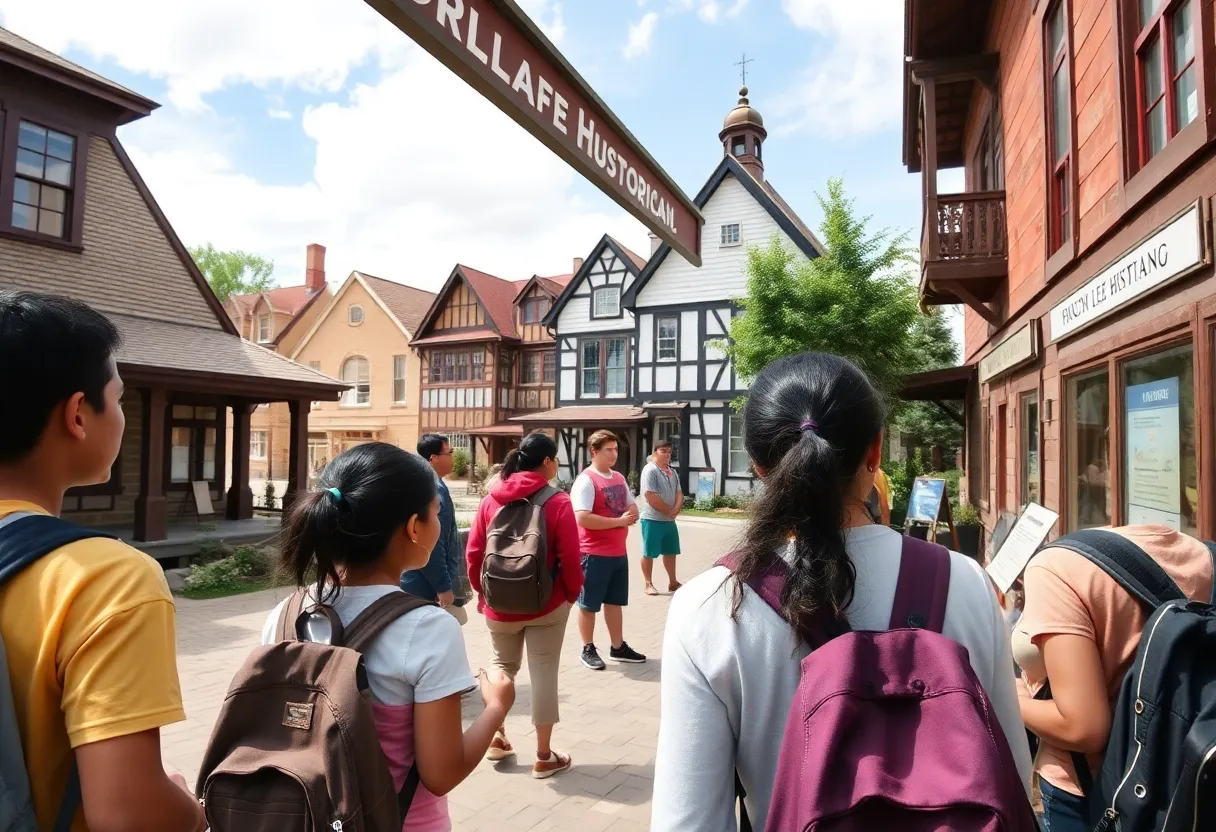 Students engaging with historical exhibits during a field trip