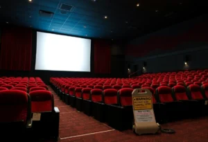 Interior of Tinseltown Theater showing cleanliness issues