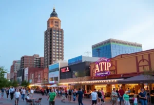 Vibrant cityscape of Shreveport with entertainment venues