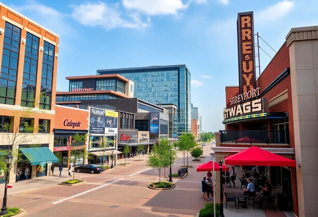 Rendering of the new entertainment-focused downtown area in Shreveport.